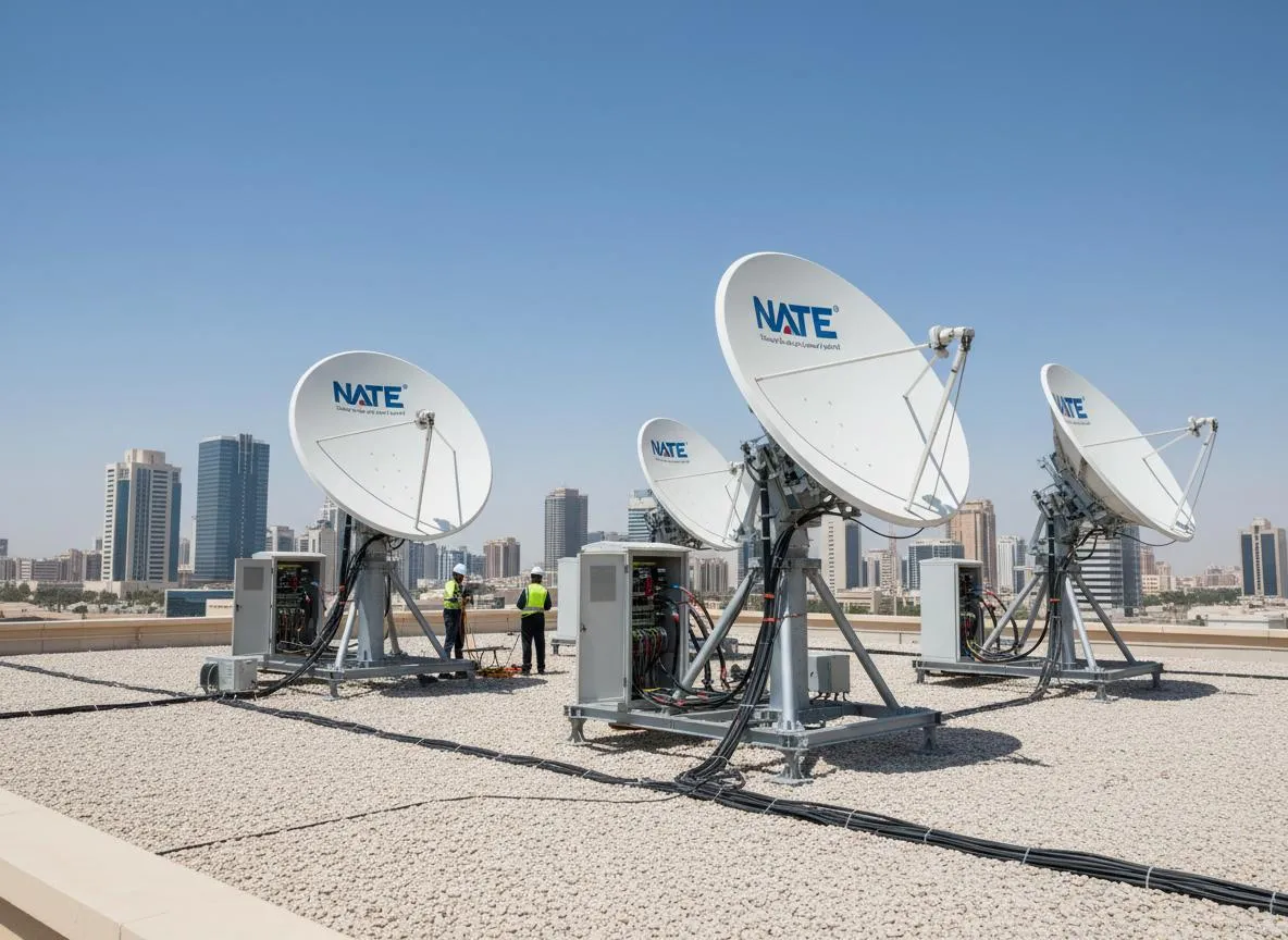 Nate industrial satellite equipment for remote Saudi construction camps